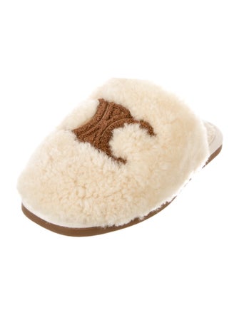 Celine Lamb Fur Graphic Print Mules