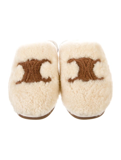 Celine Lamb Fur Graphic Print Mules