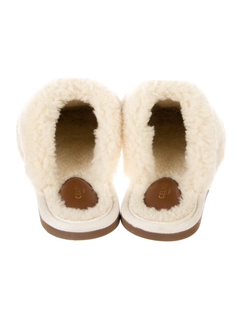 Celine Lamb Fur Graphic Print Mules