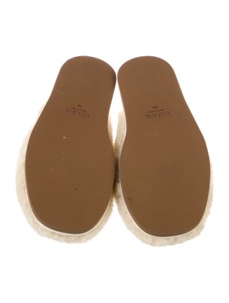 Celine Lamb Fur Graphic Print Mules