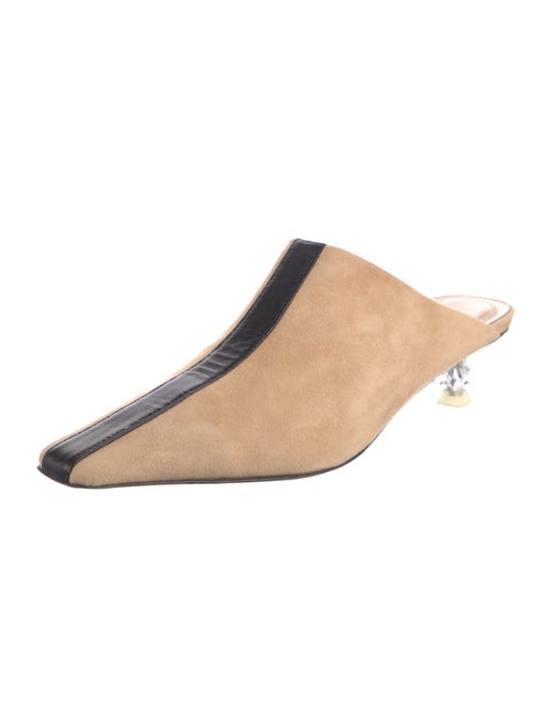 Celine Suede Leather Trim Embellishment Mules