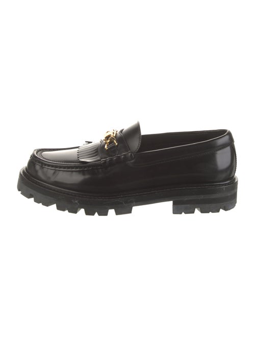 Celine Leather Fringe Trim Accent Loafers