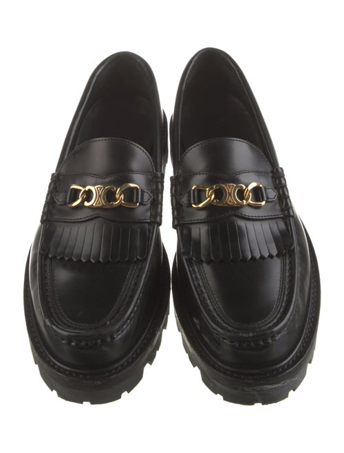 Celine Leather Fringe Trim Accent Loafers