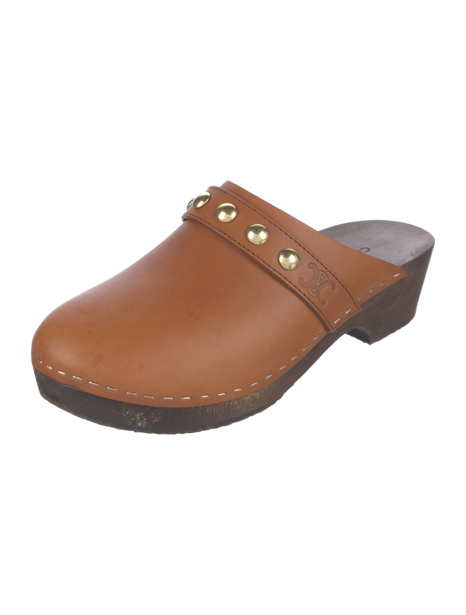 Celine Leather Studded Accents Mules