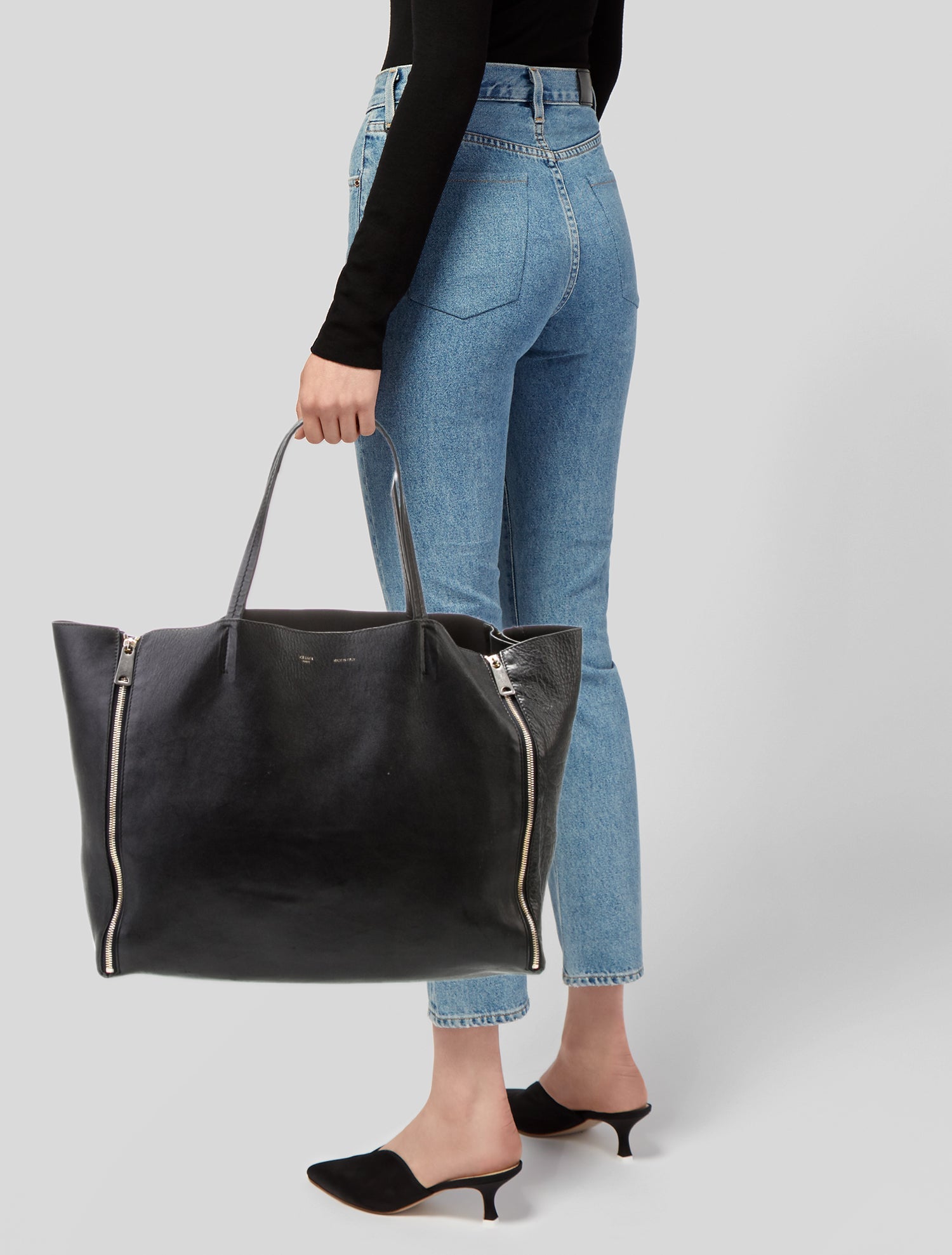 Celine Leather Horizontal Gusset Cabas