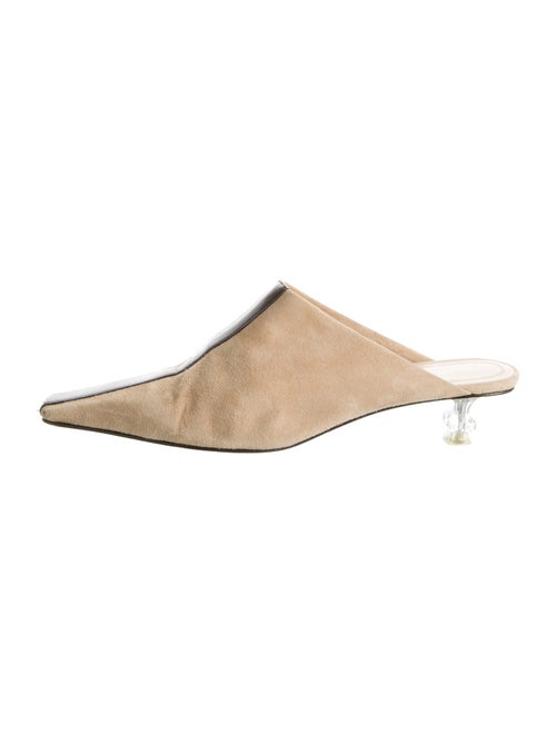 Celine Suede Leather Trim Embellishment Mules