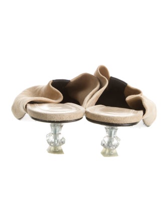 Celine Suede Leather Trim Embellishment Mules