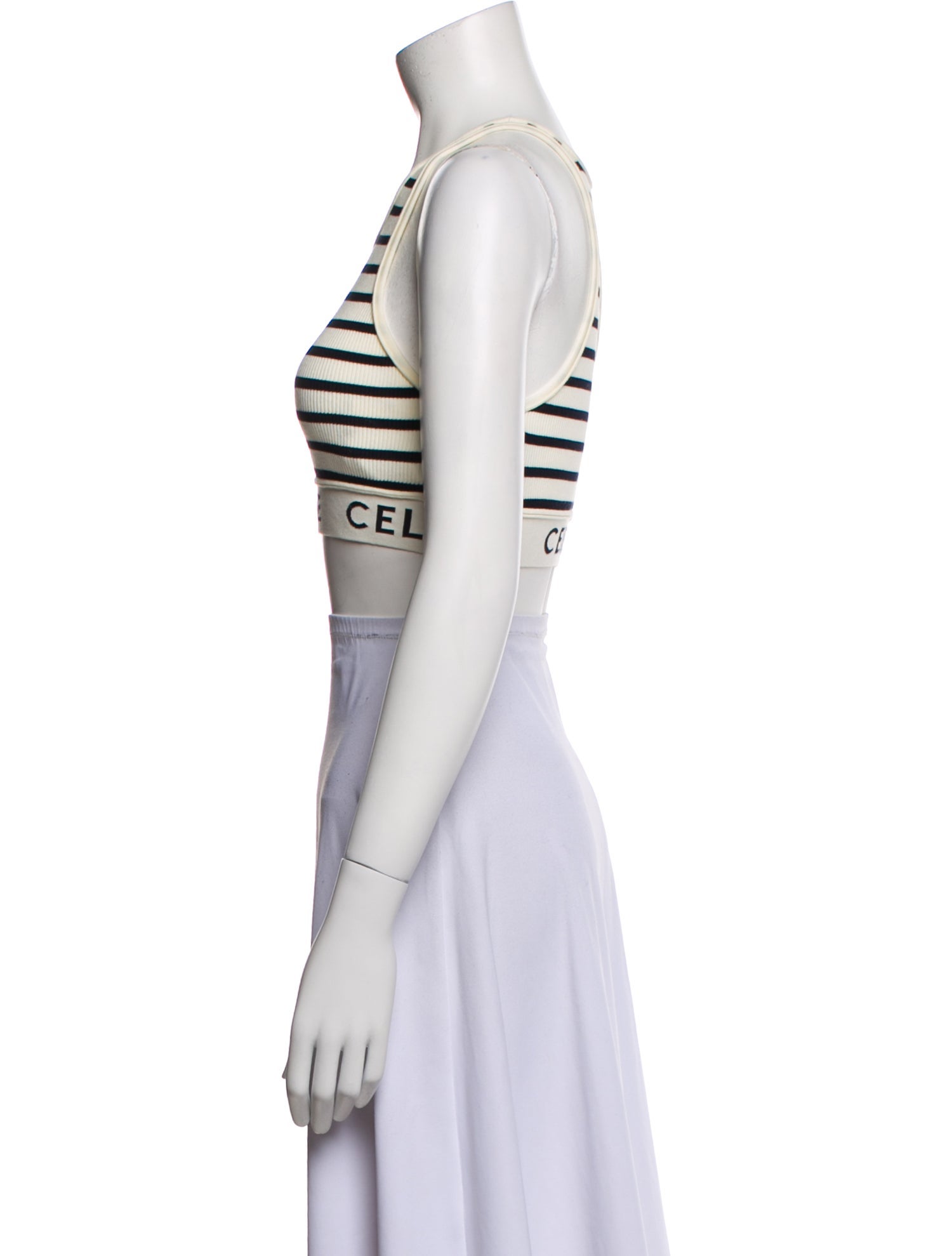 Celine Striped Scoop Neck Crop Top w/ Tags