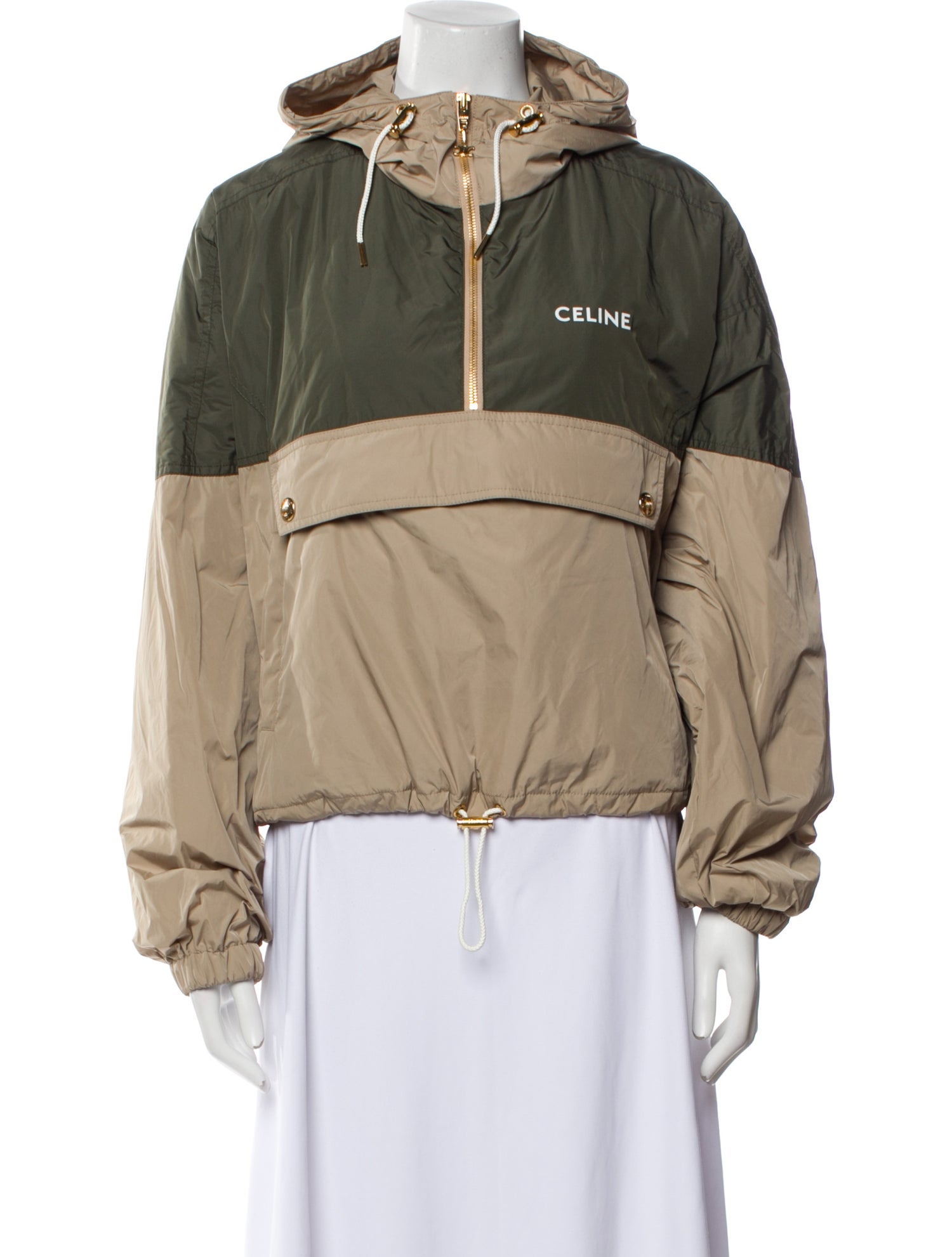 Celine Nylon Colorblock Pattern Utility Jacket