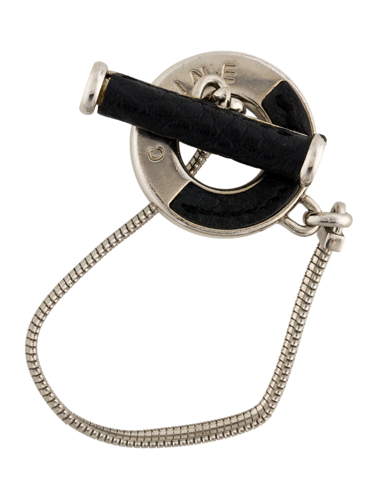 Celine Vintage Leather Toggle Bracelet