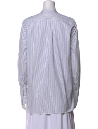 Celine Striped Mock Neck Button-Up Top