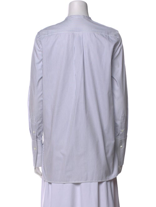 Celine Striped Mock Neck Button-Up Top
