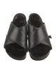 Celine Leather Fur Trim Slides