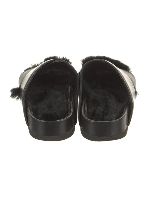 Celine Leather Fur Trim Slides