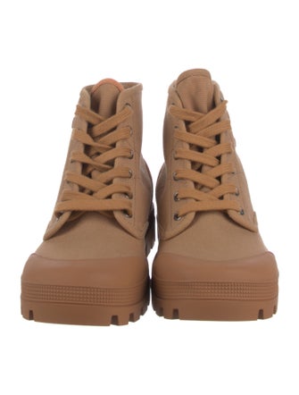 Celine Canvas Lace-Up Boots