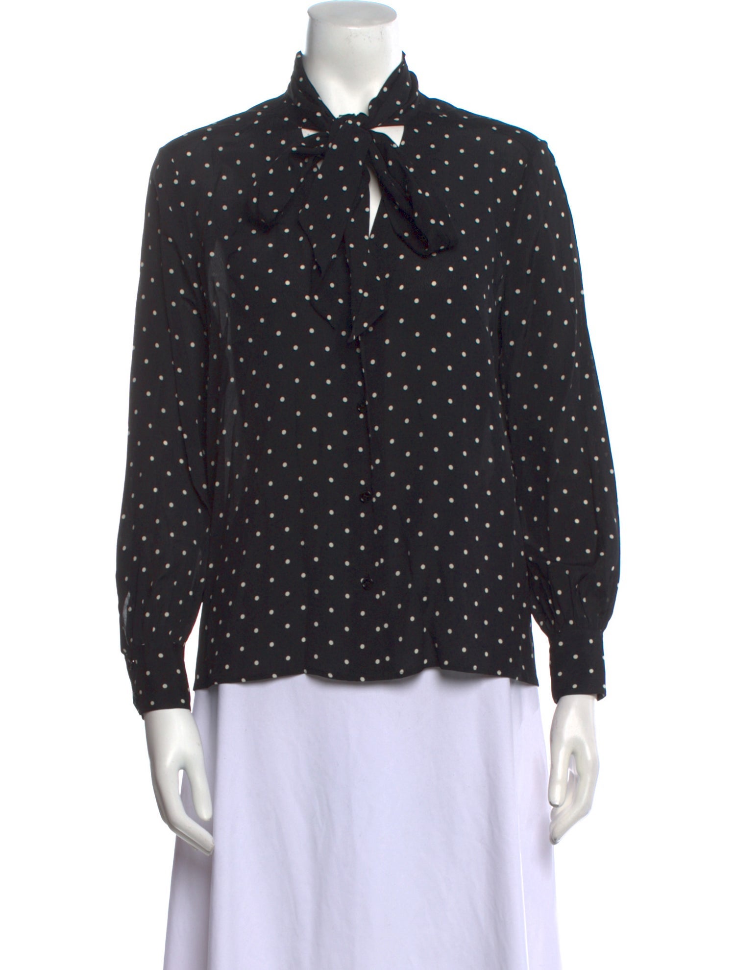 Celine 2019 Polka Dot Print Long Sleeve Button-Up Top