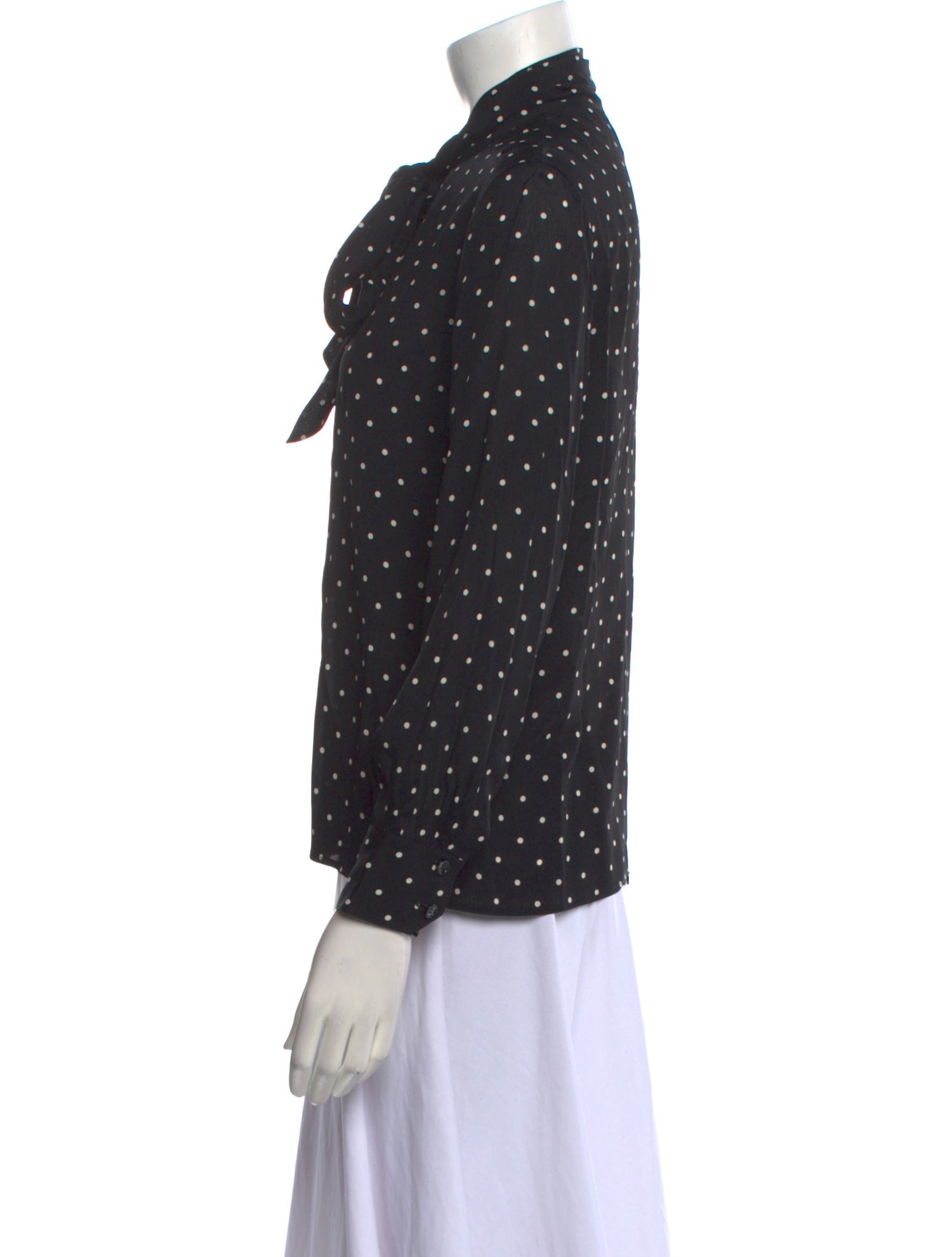 Celine 2019 Polka Dot Print Long Sleeve Button-Up Top