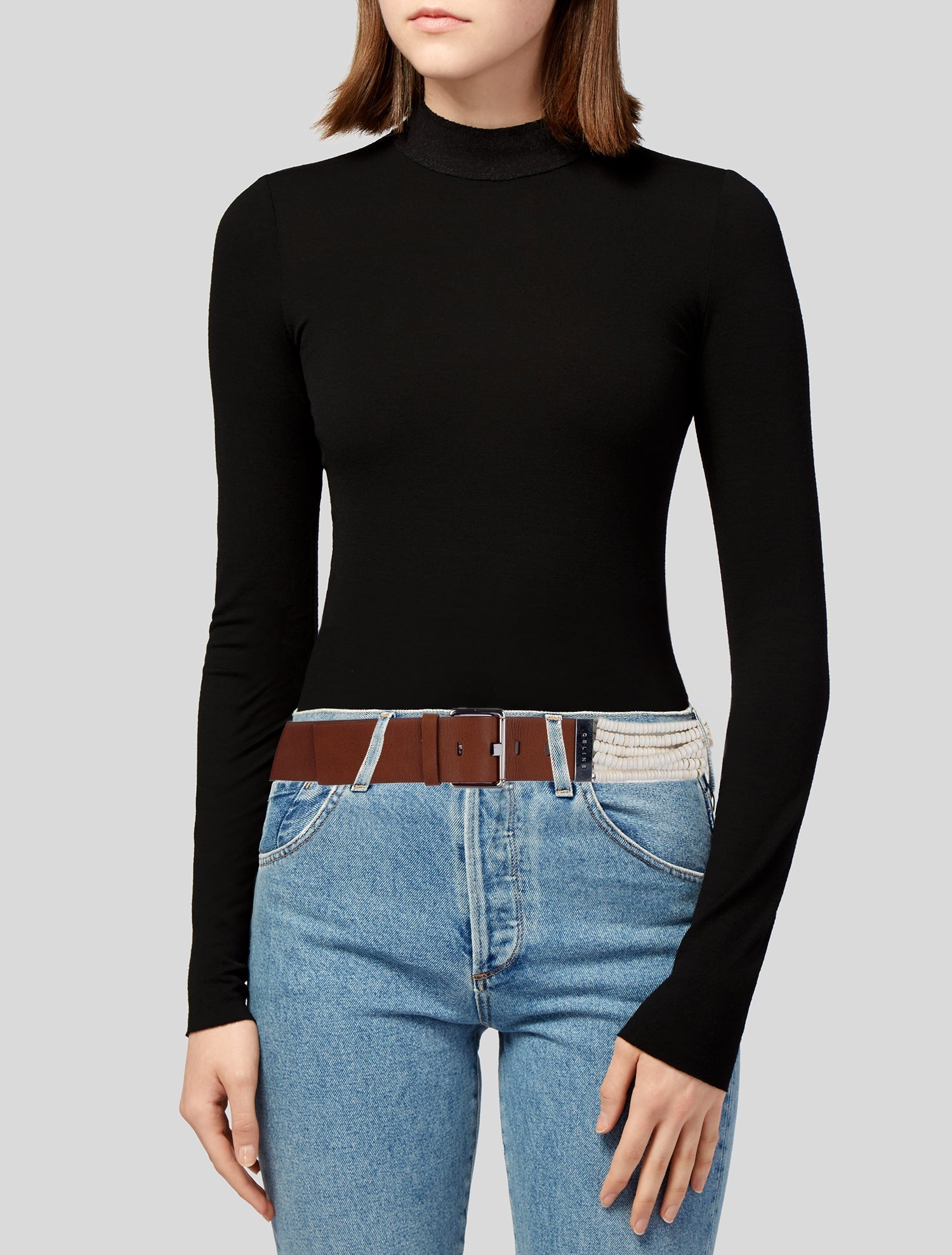 Celine Leather Beaded Accents Belt