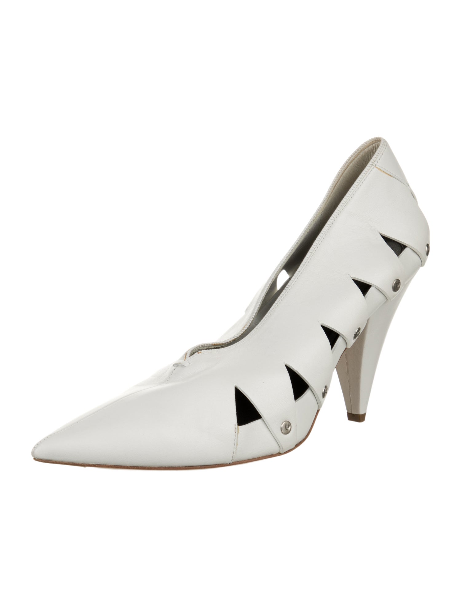 Celine Leather Cutout Accent Pumps