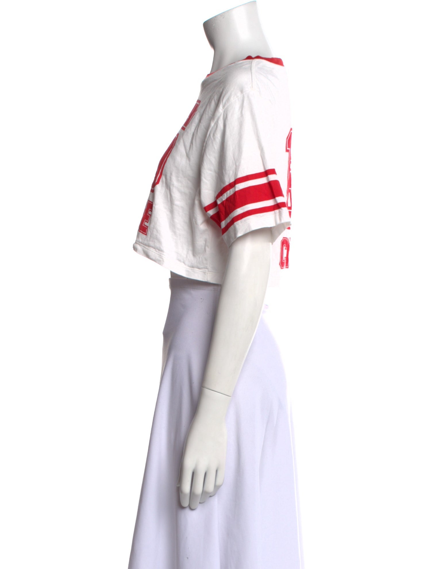 Celine Graphic Print Crew Neck Crop Top