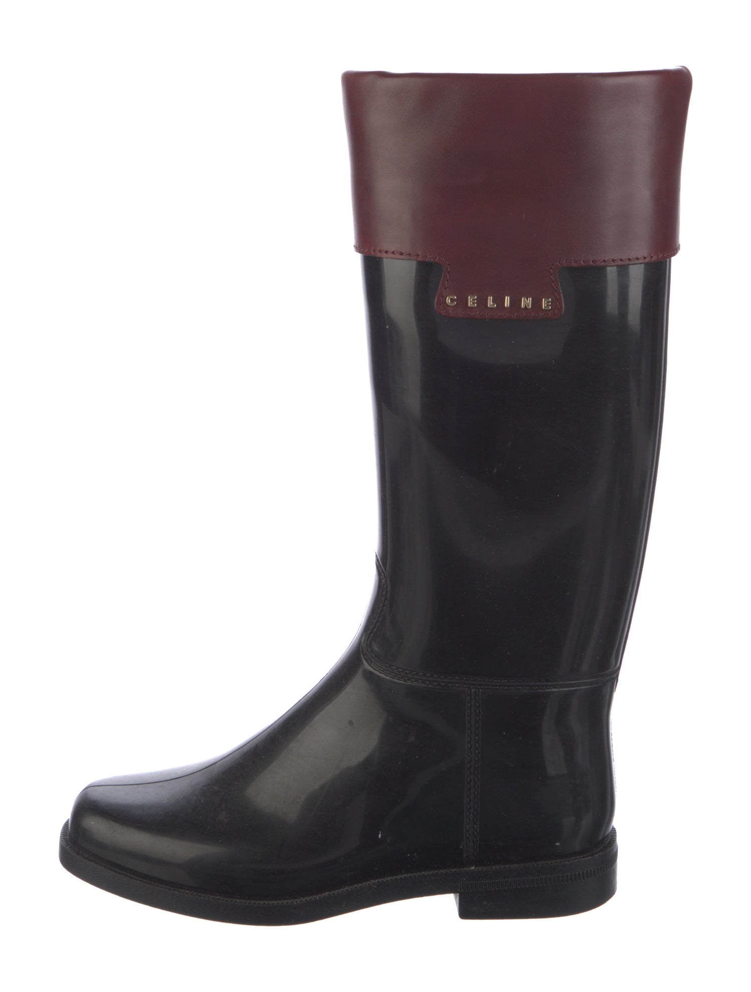 Celine Rubber Colorblock Pattern Rain Boots