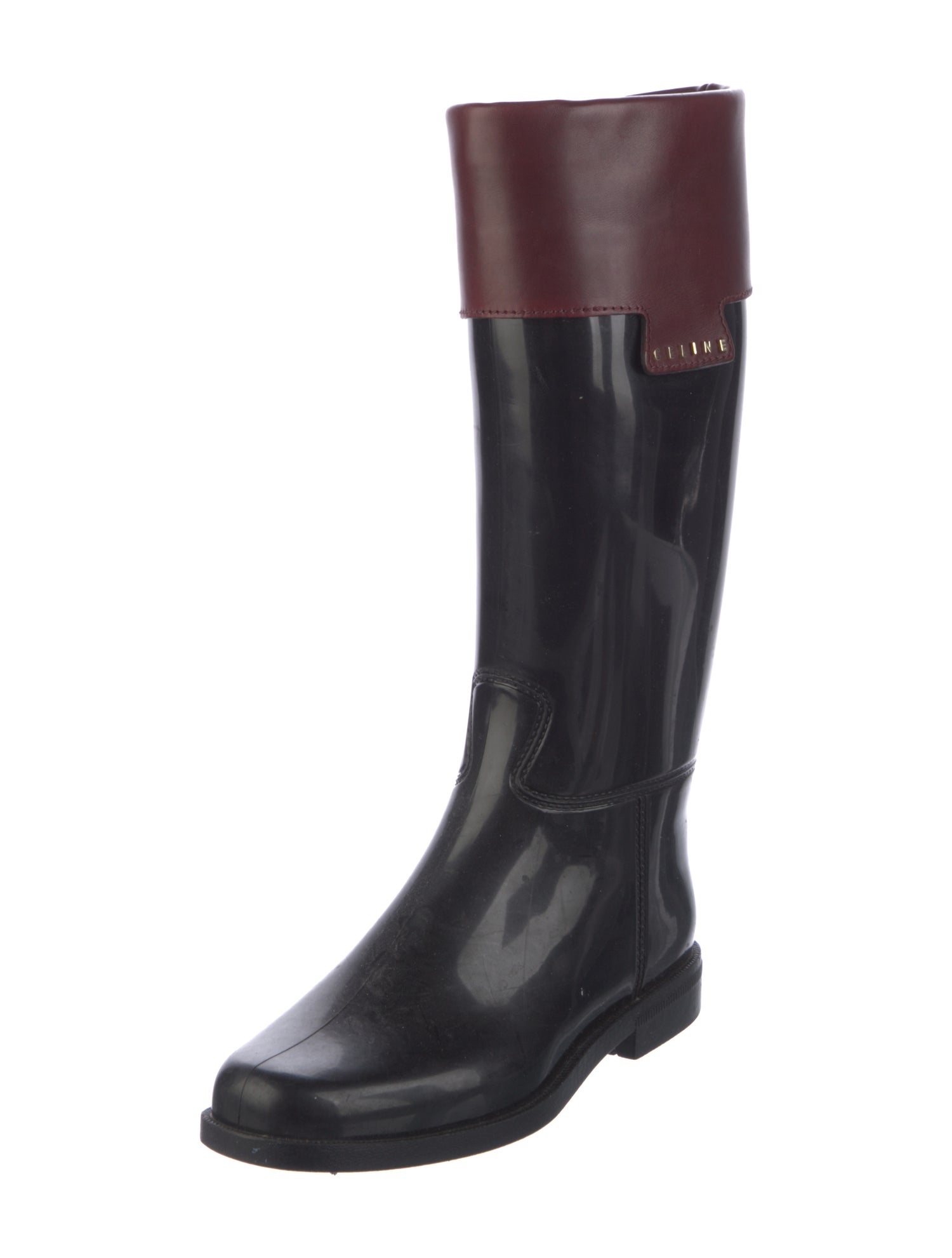 Celine Rubber Colorblock Pattern Rain Boots