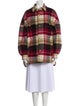 Celine Wool Plaid Print Button-Up Top