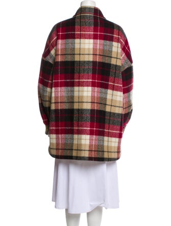 Celine Wool Plaid Print Button-Up Top