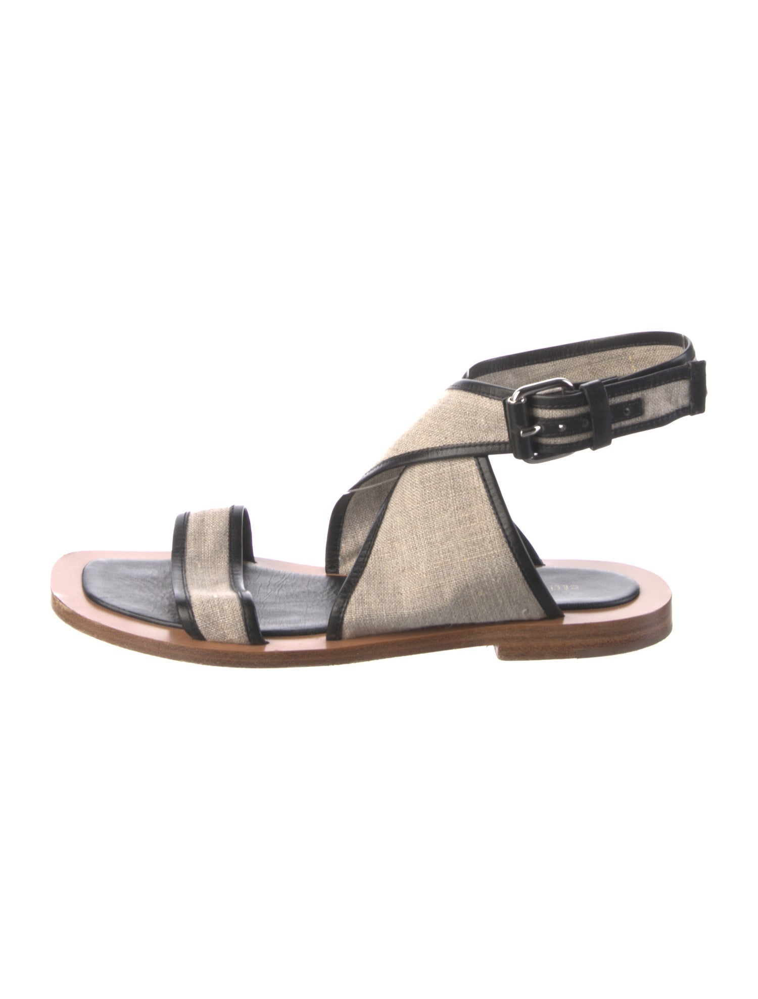 Celine Canvas Striped Slingback Sandals