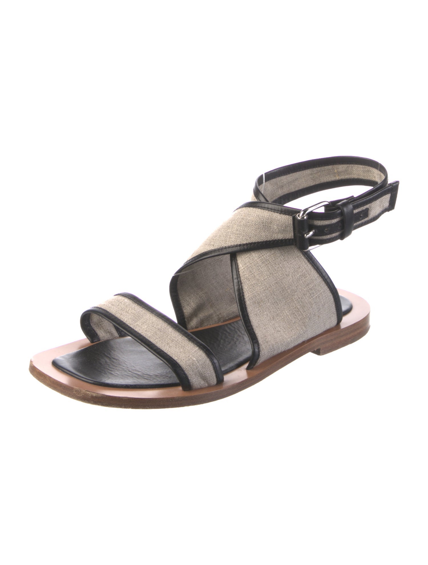 Celine Canvas Striped Slingback Sandals