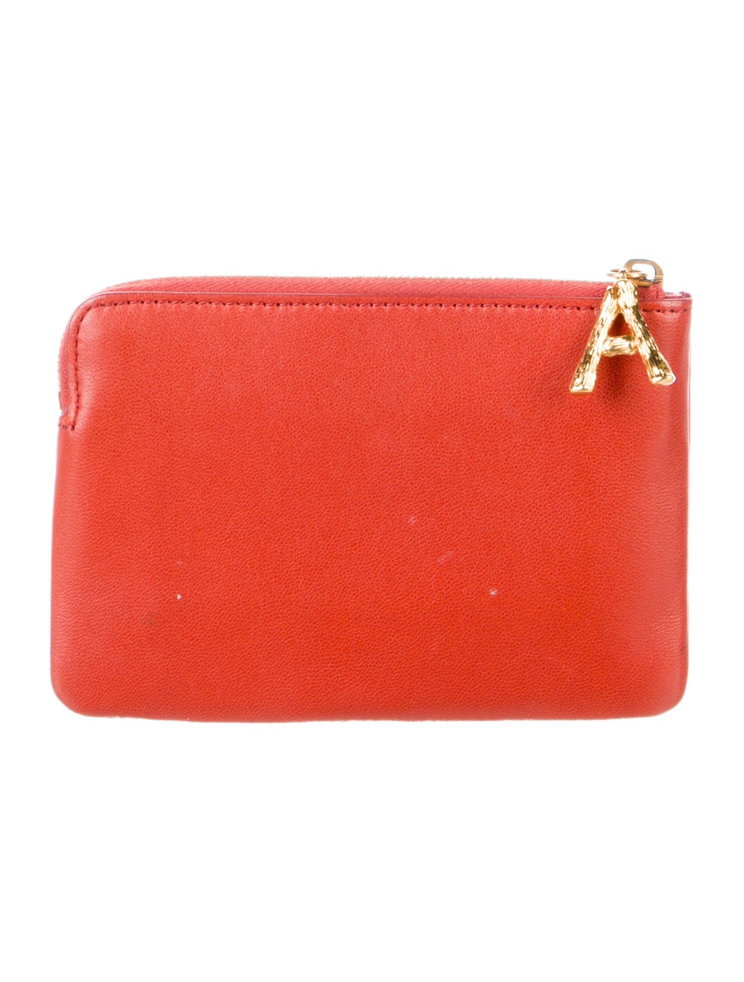 Celine Orange Leather Gold Tone Keychain