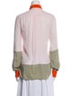 Celine Silk Colorblock Pattern Button-Up Top