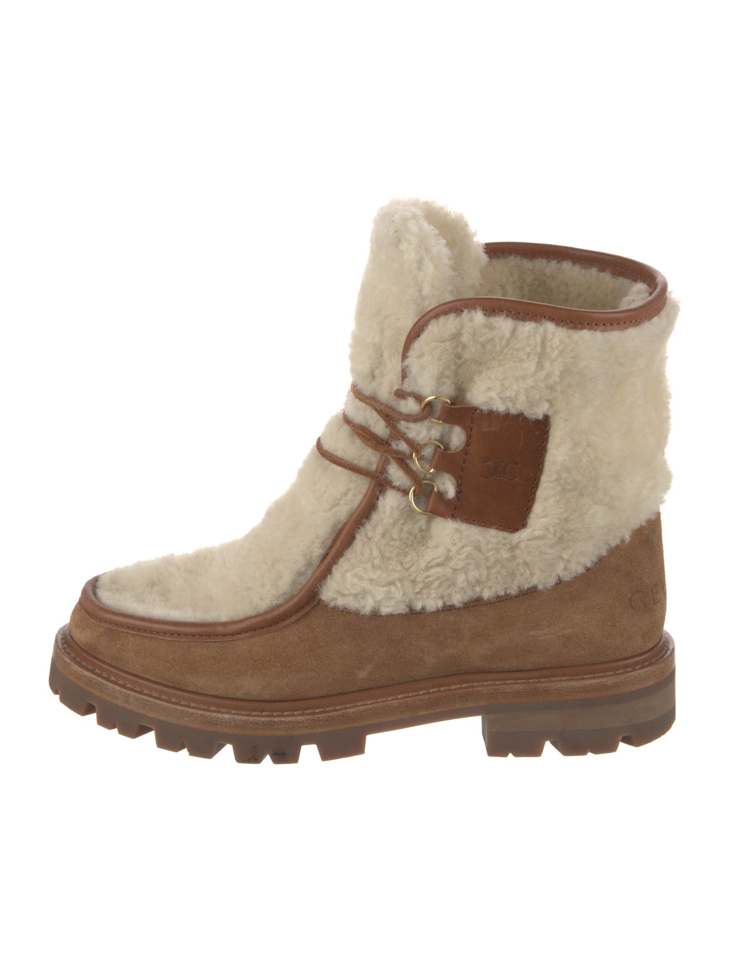 Celine Shearling Colorblock Pattern Boots