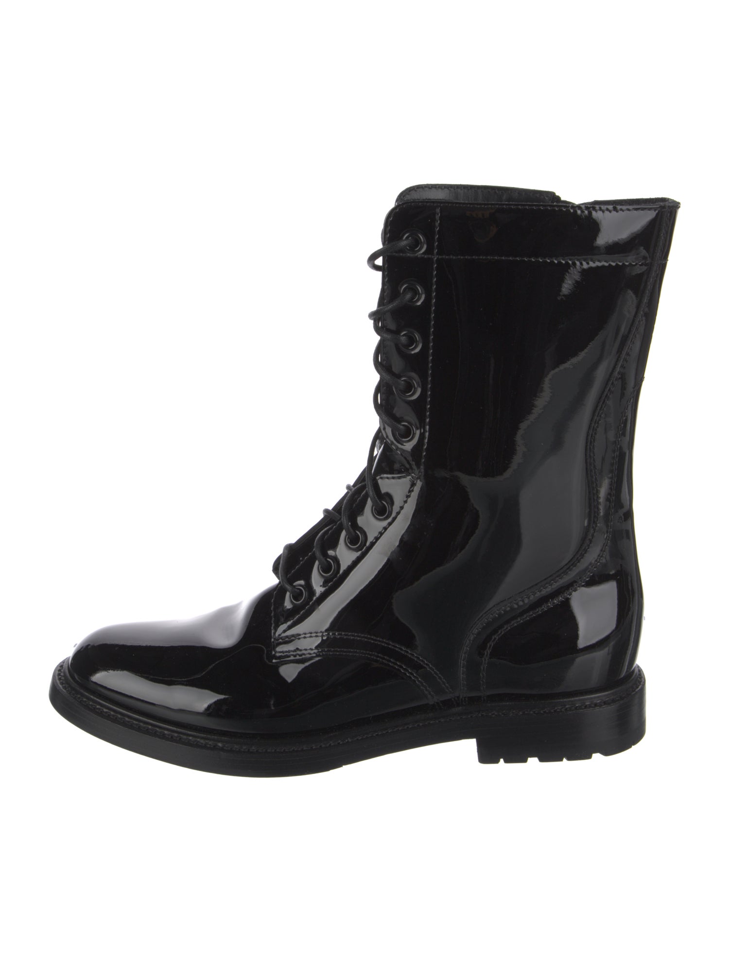 Celine Patent Leather Combat Boots