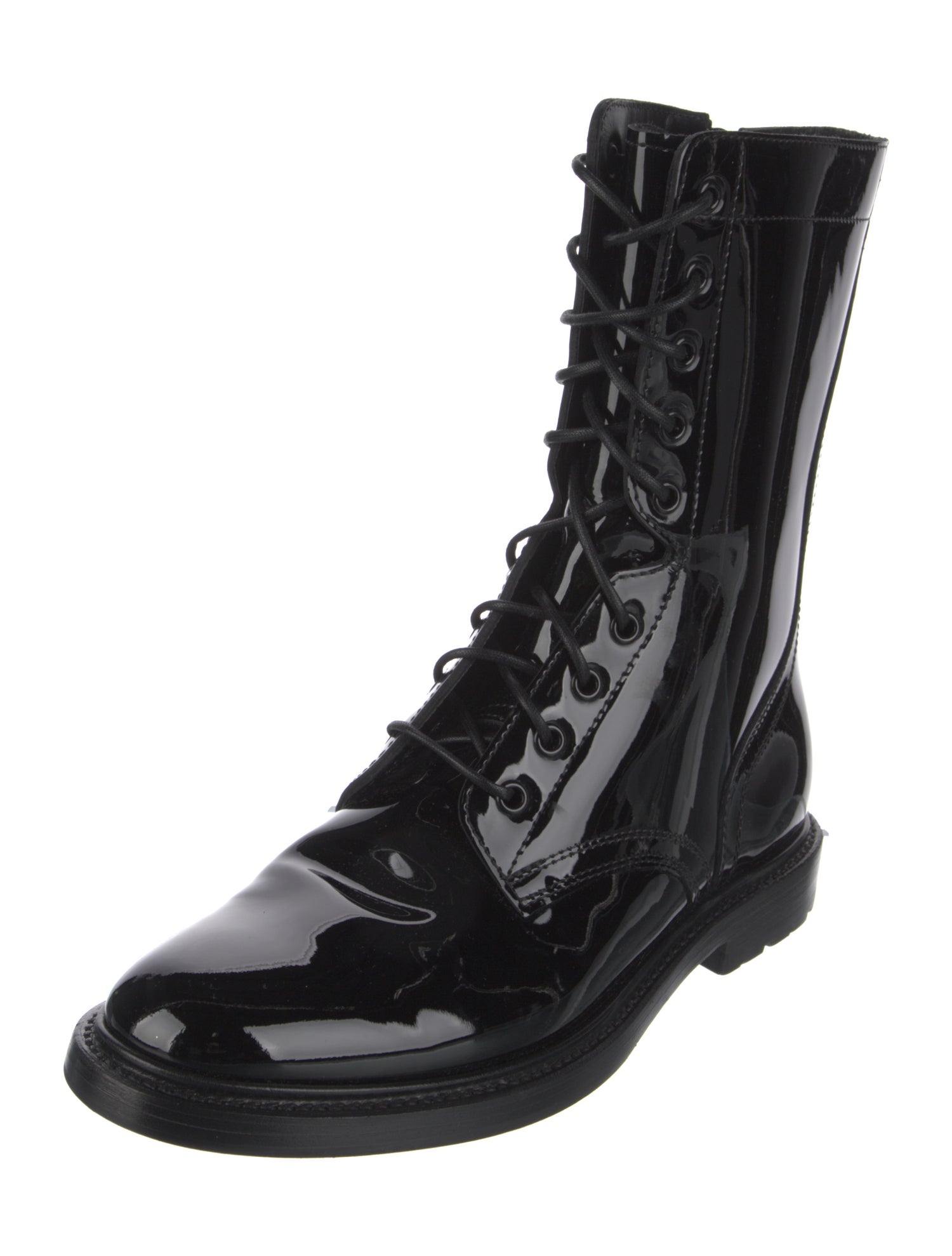 Celine Patent Leather Combat Boots