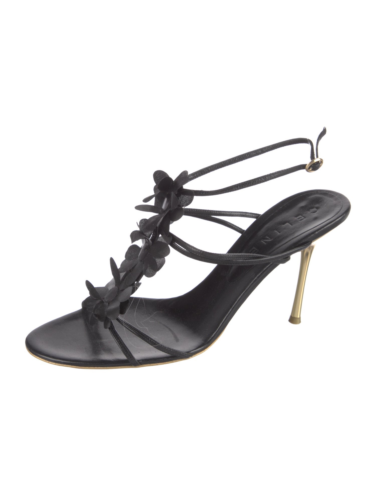 Celine Leather T-Strap Sandals