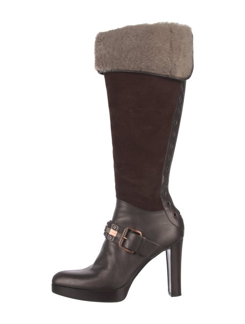 Celine Suede Fur Trim Sock Boots