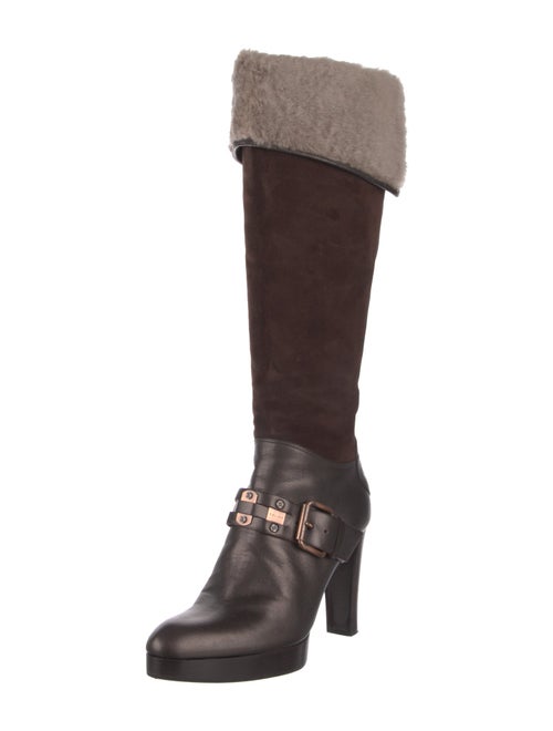 Celine Suede Fur Trim Sock Boots