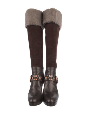 Celine Suede Fur Trim Sock Boots