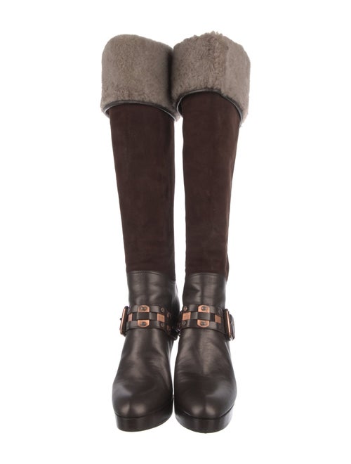 Celine Suede Fur Trim Sock Boots