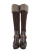 Celine Suede Fur Trim Sock Boots