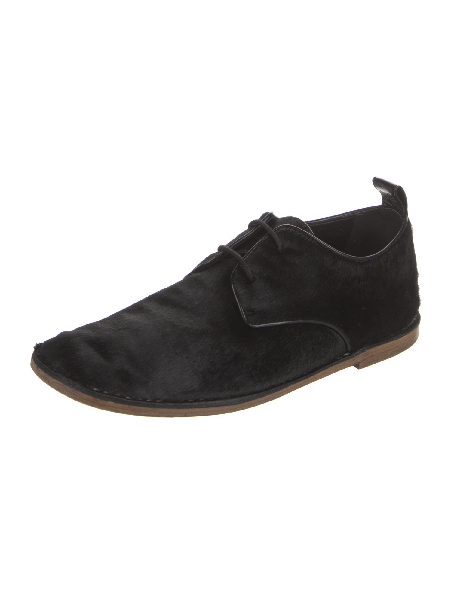 Celine Ponyhair Leather Trim Embellishment Derby Shoes