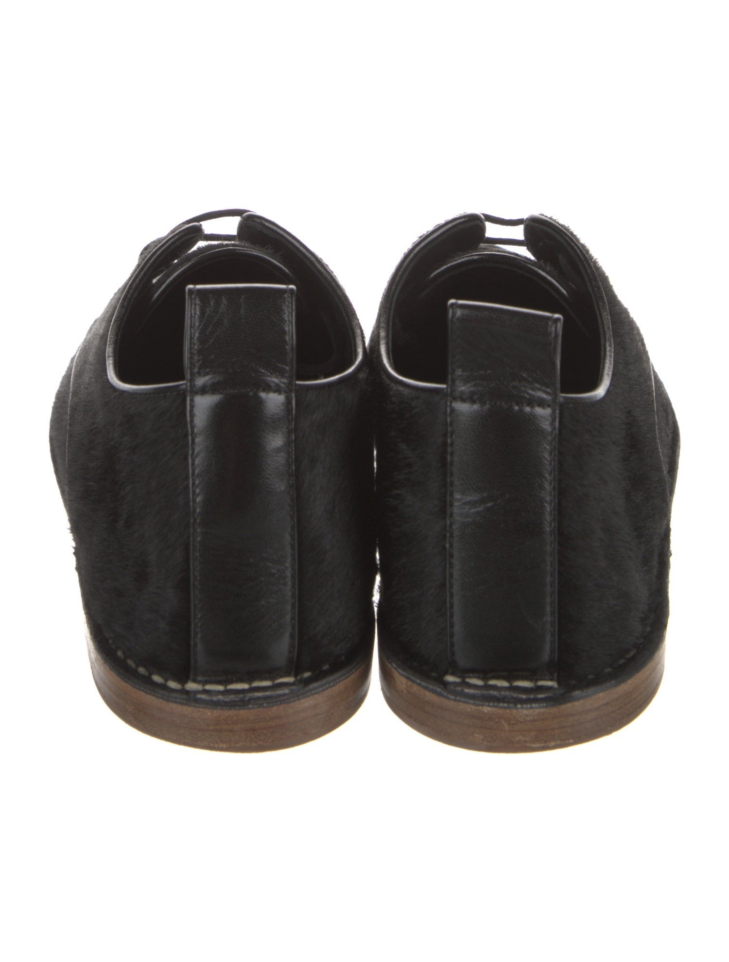 Celine Ponyhair Leather Trim Embellishment Derby Shoes