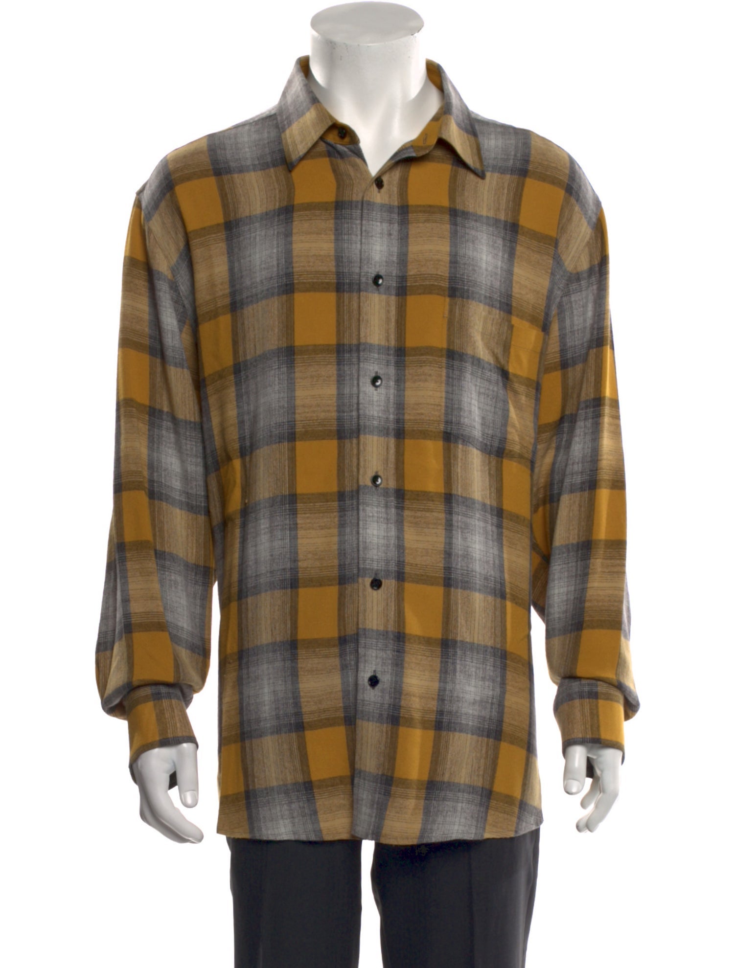 Celine Plaid Print Long Sleeve Shirt