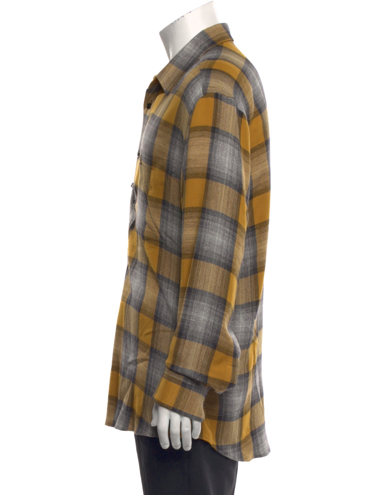 Celine Plaid Print Long Sleeve Shirt