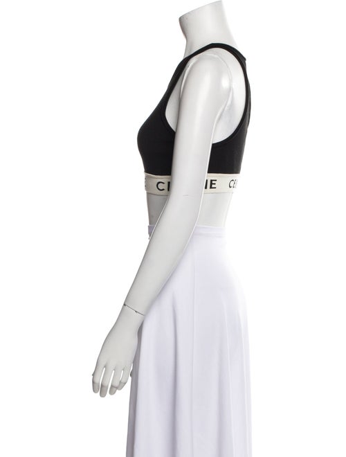 Celine Graphic Print Scoop Neck Crop Top