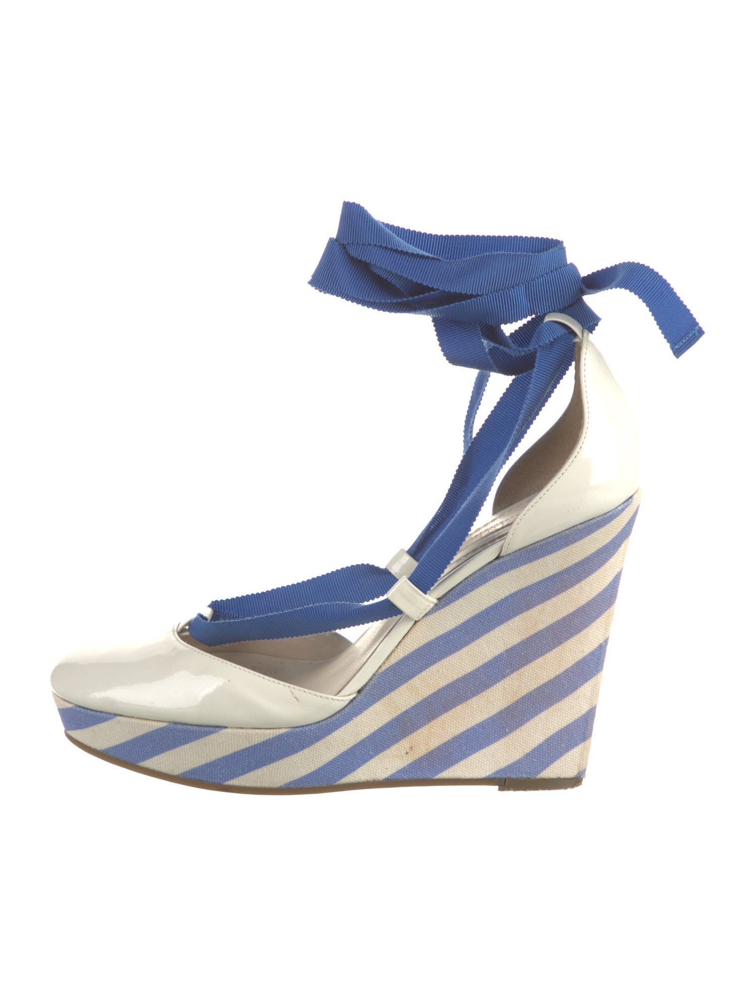 Celine Leather Striped D'Orsay Pumps