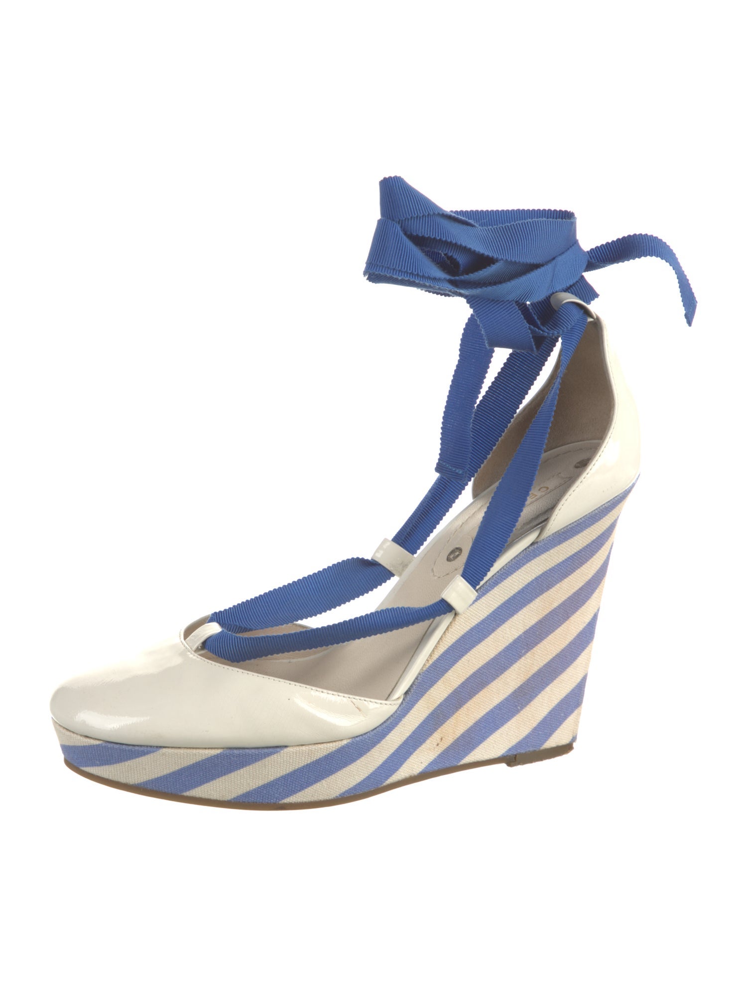 Celine Leather Striped D'Orsay Pumps