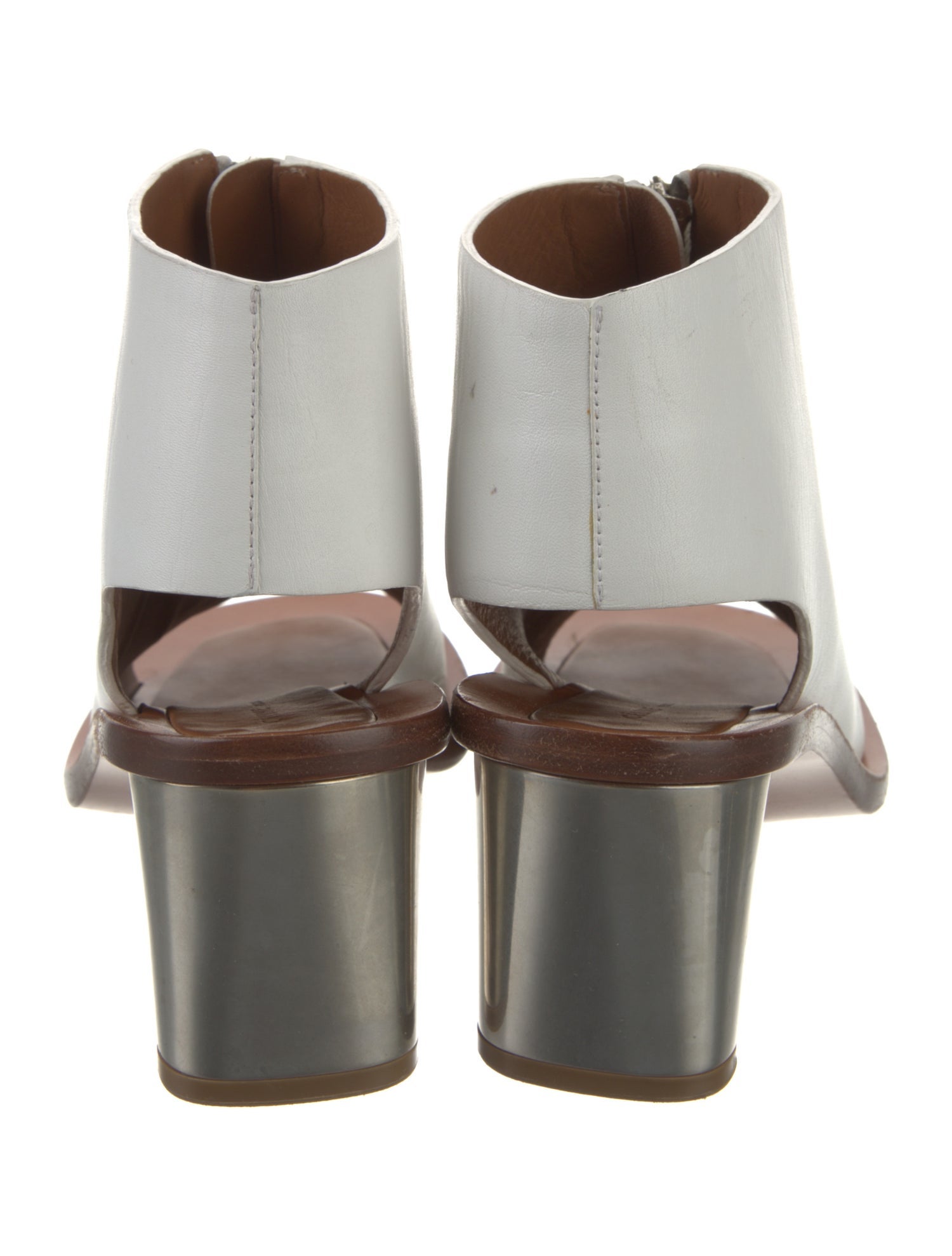 Celine Leather Colorblock Pattern T-Strap Sandals