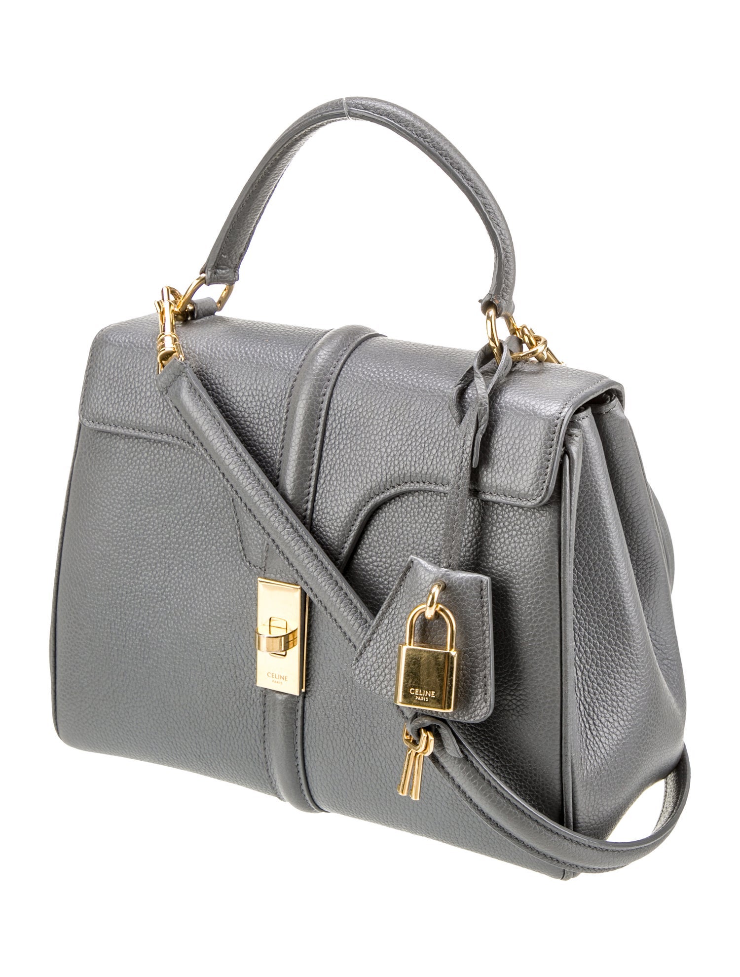 Celine Leather 16 Bag Small - Grey Crossbody Bags, Handbags